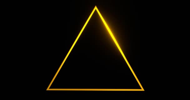 Трикутна Рамка Шаблоном Золотої Лінії Жовтий Трикутник Освітлений Візуалізацією Золотої — стокове відео