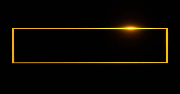 輝くラインが付いている長方形の延長された金フレーム バナーの周囲に沿って動く3Dレンダリング明るいビームによって照らされる金の長方形 — ストック動画