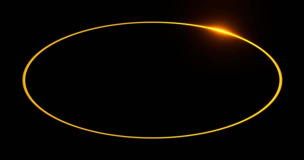 Oval Gold Frame Yellow Beam Glowing Elongated Circle Illuminated Render — Stock Video