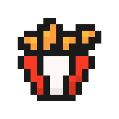 Piksel kızarmış tavuk kanadı ikonu. Baharatlı, çıtır çıtır fast food bacakları iştah açıcı 8 bit aperatif ve oyun vektör tasarımı için kırmızı paketleme