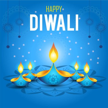 Hint festivali Diwali aksesuarlı Happy Diwali, tatil geçmişi, Diwali kutlama kartı, vektör illüstrasyon tasarımı.