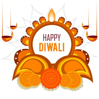 Hint festivali Diwali aksesuarlı Happy Diwali, tatil geçmişi, Diwali kutlama kartı, vektör illüstrasyon tasarımı.