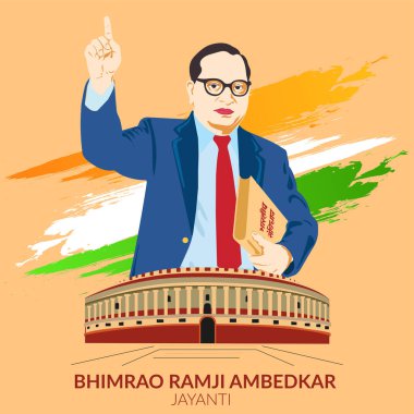 14 Nisan 'da Ambedkar Jayanti için Hindistan Anayasası ile Dr. Bhimrao Ramji Ambedkar' ın illüstrasyonu