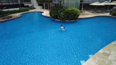 güzel yüzme havuzu, Singapur, açık hava, yaz, dış, güneşli, boş zaman, tatil, hava