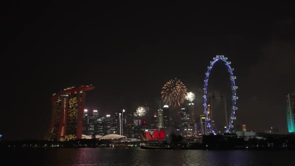 Celebrações Dia Nacional Singapura Com Fogos Artifício 2023 Paisagem Paisagem — Vídeo de Stock