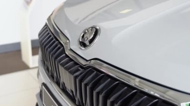 ABD, New York, 19 Mart 2022. Yeni Skoda 'nın detaylı yakın görüntüsü. Otomatik galeri.