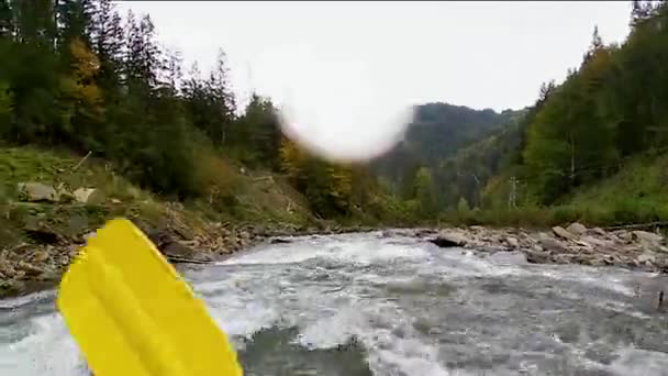 Rafting Bir Dağ Nehrinde — Stok video