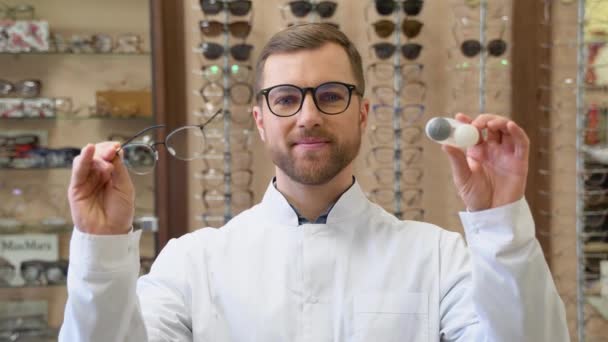 Ophthalmology Excellent Vision Optician Shop Concept Laser Surgery Alternative — Αρχείο Βίντεο