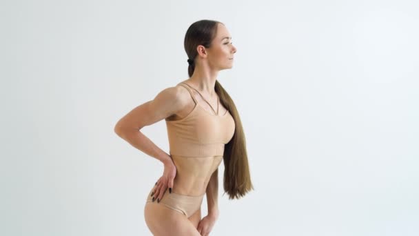 Figure Beautiful Slim Woman Concept Weight Loss Healthy Lifestyle — Αρχείο Βίντεο