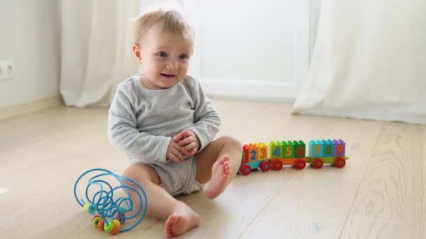Cute Child Playing Floor Nursery — Wideo stockowe