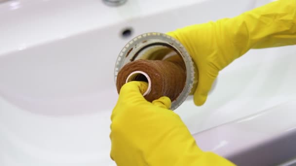 Sanitair Werkende Vervangbaar Vuil Gebruikt Waterfilter Voor Filtratie Van Omgekeerde — Stockvideo