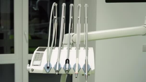 Primer Plano Diferentes Instrumentos Herramientas Dentales — Vídeos de Stock