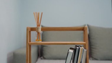 Ev içi kitaplarla dolu el yapımı kitap rafı..