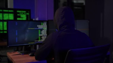 Tehlikeli kukuletalı Hacker hükümet veri sunucuları keser ve bir virüs ile onların sistemi bozar. Onun saklanma yerine karanlık atmosfer, birden çok ekran, kabloları her yerde vardır.