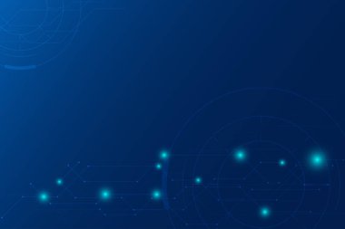 Mavi şablondaki daire ışığı çizgisi. Çizgi ve nokta bağlantısı olan teknoloji geçmişi. Yaratıcılık için en az boşluk.