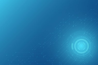 Mavi Bağlantı güç ışığı. Hat ve bulut ağına bağlı teknoloji geçmişi. Negatif ve boş alan.