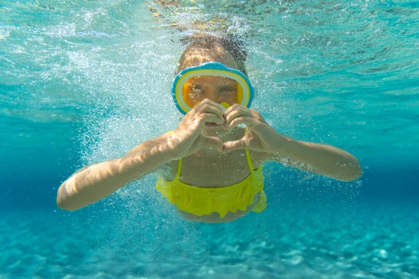 Unterwasserporträt Eines Kindes Das Kind Hat Spaß Meer Sommerurlaub Und — Stockfoto