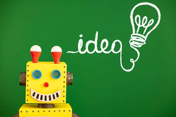Glad Leksaksrobot Konceptet Utbildning Kreativitet Och Innovationsteknik — Stockfoto