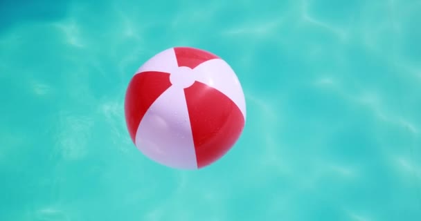 Red Beach Ball Floating Swimming Pool Summer Vacation Concept — Video