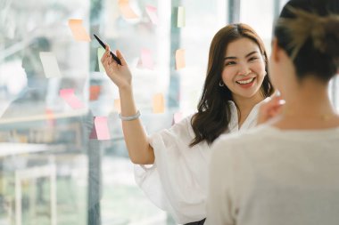 Leadership, coaching, and businesspeople in a meeting planning global branding, innovation, and analytics. Boss and CEO discussing our vision, mission, and creative sales ideas with workers