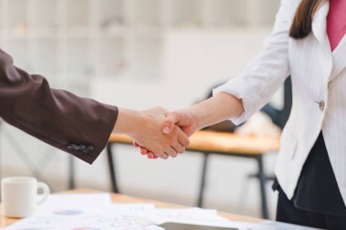 Yatırım ortaklığı harika bir toplantıdan sonra başarılı bir şekilde el sıkışıyor. İş ortaklığı tokalaşma kavramı.