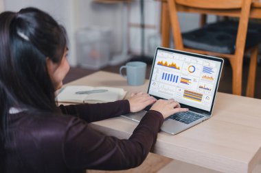 Analizci kadınlar veri analizi için KPI gösterge panelini kullanıyorlar. Dijital veri teknolojisi kavramı