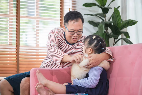 Asiatico Padre Figlia Giocare Insieme Casa Concetti Famiglia — Foto Stock