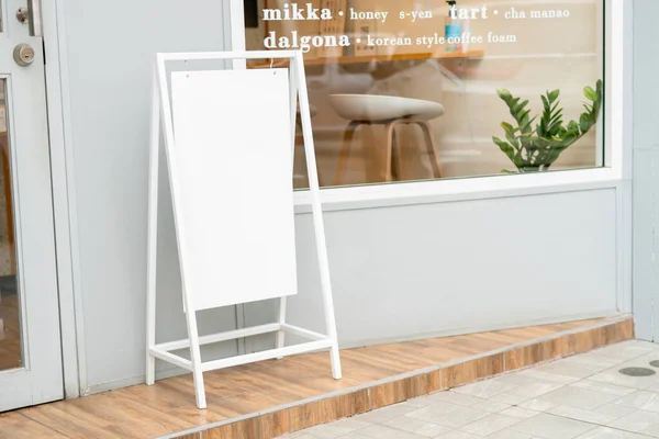Advertising Stand Banners Mockup Mock Standing Poster Blank Wood Frame — Stock Photo, Image