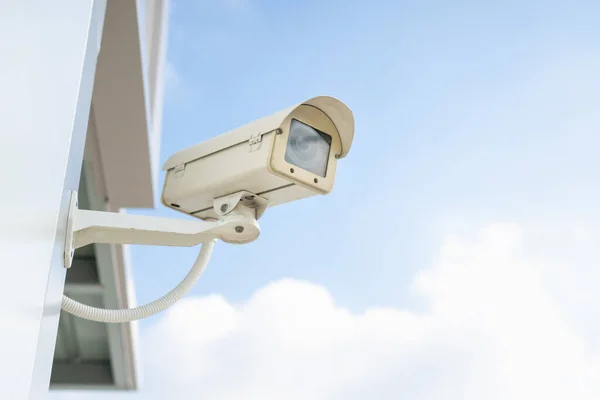Überwachungskamera Außen Vor Überwachungskamera Der Wand Sicherheitssystem Konzepte — Stockfoto