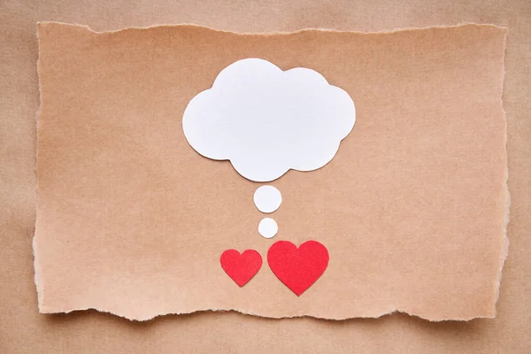 Postcard Red Heart Speech Bubble Paper Art Style Love Letter — Stock Photo, Image