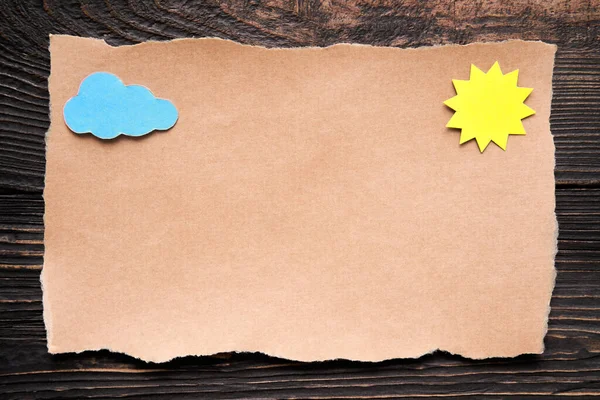 Pohlednice Sluncem Mraky Stylu Papírového Umění Pozdrav Dopis Pozvánka Přes — Stock fotografie