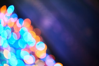 Kopya alanı olan renkli bokeh arkaplanı. Soyut ışıklar Bokeh 'i bulanıklaştırır