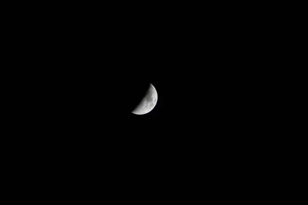 Quarter Moon Black Sky Background — Stock Photo, Image
