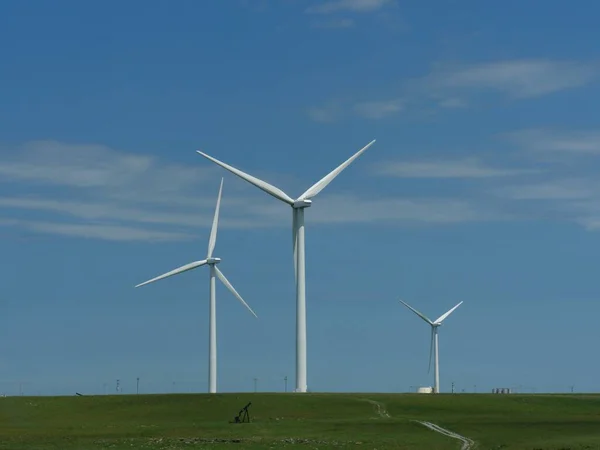 Kincir Angin Untuk Produksi Listrik Oklahoma Utara Stok Foto