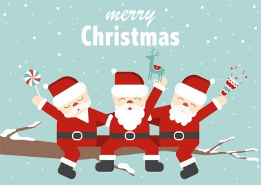 Mutlu Noeller ve Noel Kartı 'nın şirin hayvan, orman, Noel Baba, poster ya da desenler çizen yeni yıl taşıyıcısı..