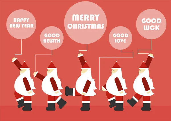 Новым Годом Рождеством Вектор Праздничной Открытки Милым Санта Клаусом Рисунок — стоковый вектор