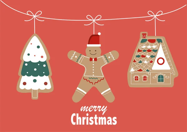 Новым Годом Рождеством Вектор Праздничной Открытки Милым Дизайном Санта Клаус — стоковый вектор