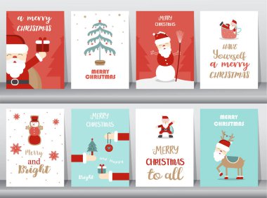 Ayarla şirin Noeller sevimli hayvan ve Noel ağacı, tatil sembolleri ile çok güzel çizgi film arka plan arka plan, vektör çizimler.