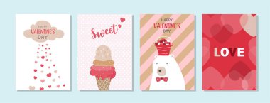 Valentine's day.February 14. Design with cute animal.love, couple, heart, valentine,Vector illustrations.