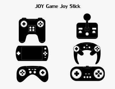 Joystick simgeleri ayarlandı. Düz oyun seti, siluet, vektör illüstrasyonu.