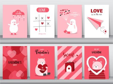 Cute animal with Valentine's day balloon.February 14. Design with cute animal.love, couple, heart, valentine,Vector illustrations.