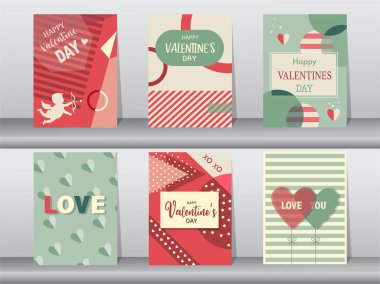 Sevgililer Günü kartının retro model tasarımı, aşk, şirin vektör, vektör çizimleri.