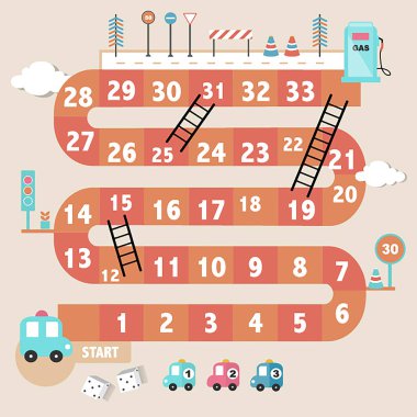 Masa oyunu çerçevesi, komik çerçeve, yılan oyunları, Vektör çizimleri.