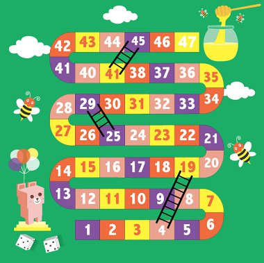 Masa oyunu çerçevesi, komik çerçeve, yılan oyunları, Vektör çizimleri.