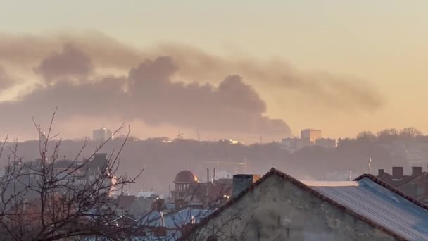 Lviv Ukrayna Kasım 2022 Lviv Kentindeki Rus Füze Saldırısından Sonra — Stok video