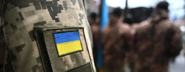 Ukrainian Flag Military Uniform Funerals Ukrainian Servicemen — Stock Photo, Image