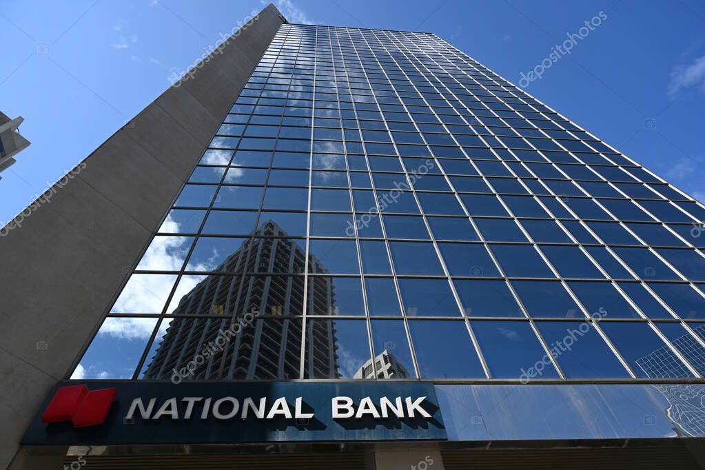Calgary, AL, Canada - August 10, 2023: National Bank at 6 Ave SW, in Calgary.