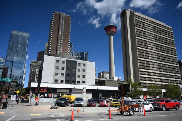 Calgary Alberta Kanada Ağustos 2023 Calgary Şehir Merkezi Gökdelenler Calgary — Stok fotoğraf