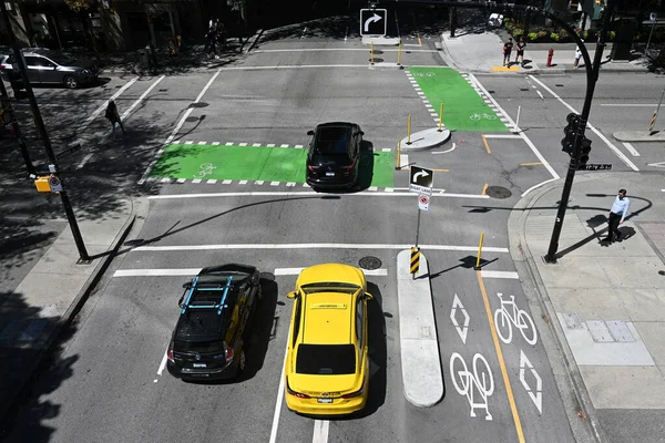 Vancouver Canada August 2023 Top View Cars Intersection Vancouver — Stock Photo, Image