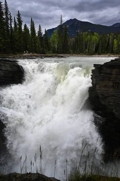 Athabasca Falls Uma Cachoeira Parque Nacional Jasper Alberta Canadá — Fotografia de Stock